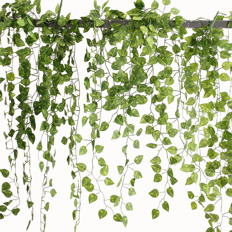 4 Pack Green Silk Pothos Artificial Hanging Plants, Fake Foliage Ivy Leaf Garland Vines - 3ft