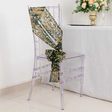 Hunter Emerald Green Wave Mesh Chair Sashes With Gold Embroidered Sequins
