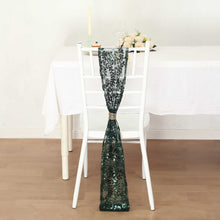 5 Pack Hunter Emerald Green Leaf Vine Embroidered Sequin Tulle Chair Sashes