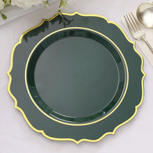 Disposable Hunter Emerald Green Dinner Plates With Gold Rim  10 Inch