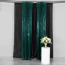 2 Pack Hunter Emerald Green Sequin Backdrop Drape Curtains with Rod Pockets - 8ftx2ft