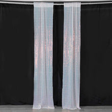 2 Pack Iridescent Blue Sequin Backdrop Drape Curtains with Rod Pockets - 8ftx2ft