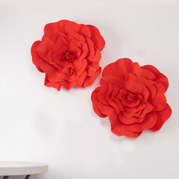 4 Pack Large Red Real Touch Artificial Foam DIY Craft Roses 16"