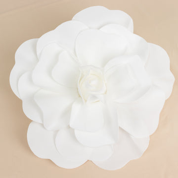 4 Pack Large White Real Touch Artificial Foam DIY Craft Roses 16"