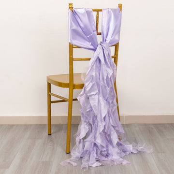 Elevate Your Event with Lavender Lilac Curly Willow Chiffon Satin Chair Sashes
