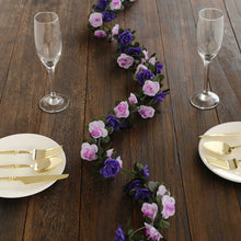 2 Pack Lavender Lilac Purple Artificial Silk Rose Vines Hanging Flower Garland
