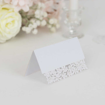 Create a Whimsical Atmosphere with White Laser Cut Name Place Cards