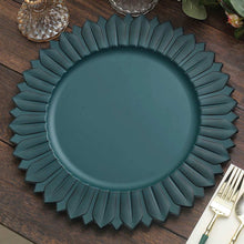 6 Pack | 13inch Matte Teal Sunflower Plastic Dinner Charger Plates