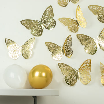 <strong>Metallic Gold Foil Large 3D Butterfly Wall Decals</strong>