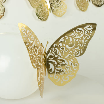 Large Metallic Gold 3D Butterfly Wall Stickers