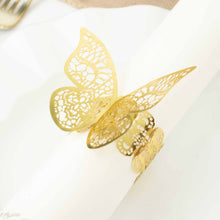 12 Pack | Metallic Gold Foil Laser Cut Butterfly Paper Napkin Rings
