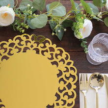 6 Pack Metallic Gold Laser Cut Cardboard Placemats with Floral Rim