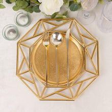 6 Pack Metallic Gold Octagon Acrylic Plastic Charger Plates, 13inch Decorative Dinner Serving Plates