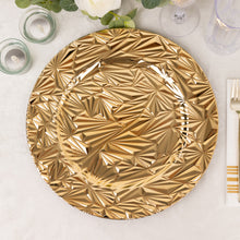 6 Pack Metallic Gold Rock Cut Acrylic Charger Plates, 13inch Round Plastic Dinner Serving Plates