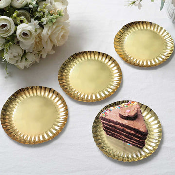 Add Glamour to Your Party with Metallic Gold Scalloped Rim Dessert Paper Plates