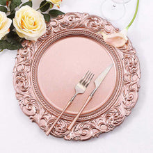 6 Pack 14inch Metallic Rose Gold Round Disposable Vintage Plastic Charger Plates