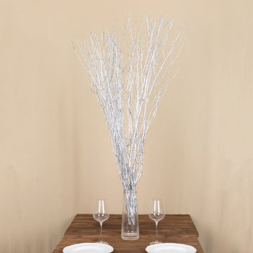 <strong>Decorative Metallic Silver Birch Tree Branches</strong>