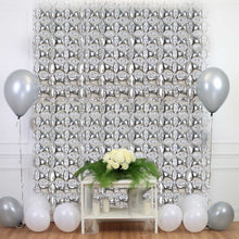 10 Metallic Silver Foil Balloon Backdrops 43X11 Inch Size Double Rows Square Design