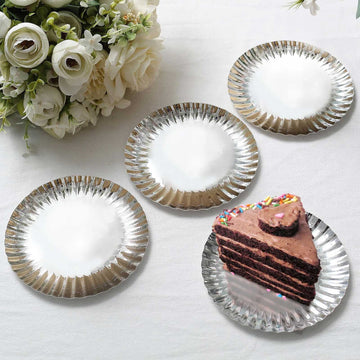 Elevate Your Party with Metallic Silver Scalloped Rim Dessert Paper Plates