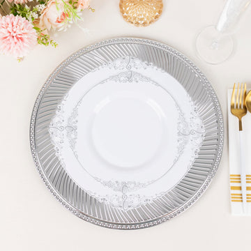 Create Unforgettable Tablescapes with Metallic Silver Swirl Charger Plates