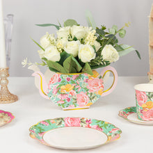6 Pack Mixed Paper Teapot Favor Boxes with Vintage Floral Design, Flower Boxes Centerpiece Tea Party