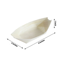 50 Pack Natural Biodegradable Pine Wood Boat Shaped Food Trays, Compostable Wooden Sushi Snacks