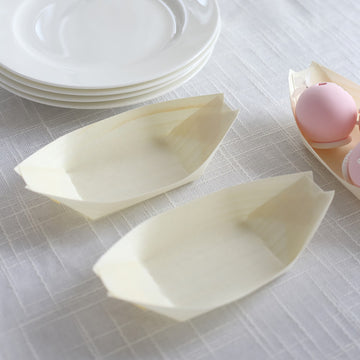 Compostable Wooden Sushi Snacks Serving Plates - Perfect for Any Occasion