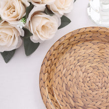 25 Pack Natural Paper Dinner Plates With Woven Rattan Print
