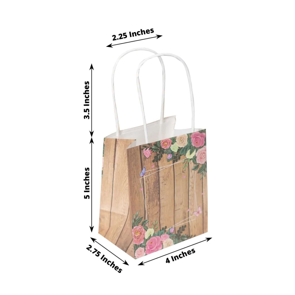 12Pack Natural Wood Print Gift Bags
