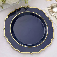 Navy Blue Disposable Plates With Gold Scalloped Rim 10 Pack 10 Inch