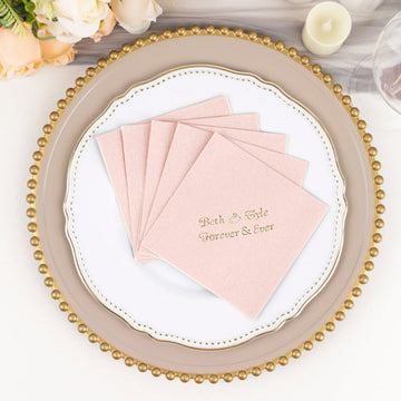 Sophisticated Black Personalized Soft Airlaid Paper Beverage Napkins