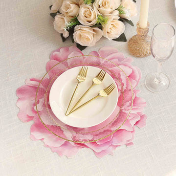 Convenience and Style Combined - Pink Peony Flower Cardboard Paper Placemats