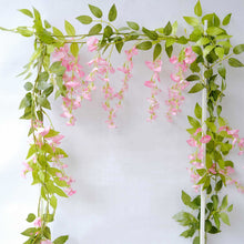 2 Pack Pink Silk Wisteria Flower Garland Hanging Vines, Artificial Floral Garland Wedding Arch Decor