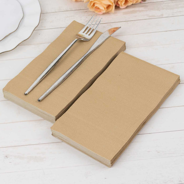 50 Pack 2 Ply Soft Natural Dinner Paper Napkins, Disposable Wedding Reception Party Napkins
