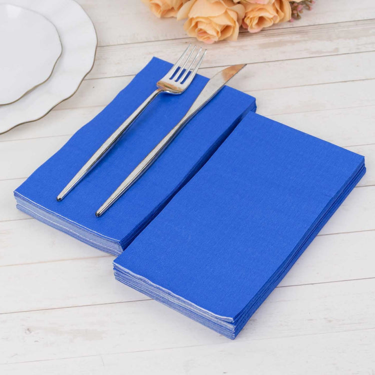 50 Pack 2 Ply Soft Royal Blue Dinner Paper Napkins, Disposable Wedding Reception Party Napkins