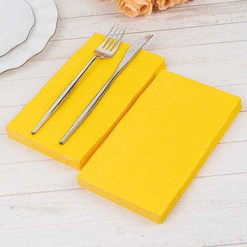 50 Pack 2 Ply Soft Yellow Dinner Paper Napkins, Disposable Wedding Reception Party Napkins