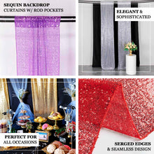 2 Pack Purple Sequin Backdrop Drape Curtains with Rod Pockets - 8ftx2ft