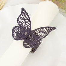 Purple Paper Napkin Rings 12 Pack 3D Butterfly With Lace Pattern
