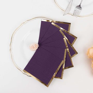 <strong>Gilded Purple Paper Party Napkins </strong>