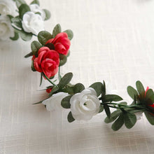 2 Pack Red Ivory Artificial Silk Rose Vines Hanging Flower Garland