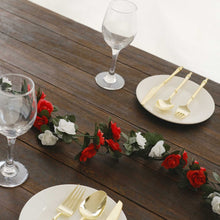 2 Pack Red Ivory Artificial Silk Rose Vines Hanging Flower Garland