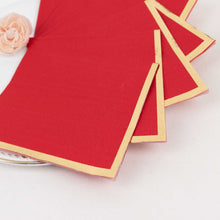 50 Pack Red Paper Beverage Napkins with Gold Foil Edge