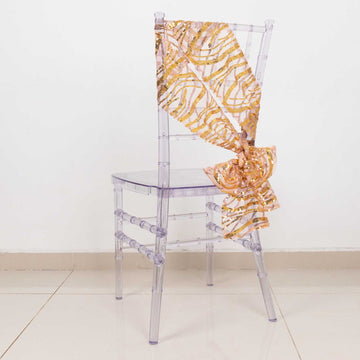 Create a Lavish Atmosphere with Rose Gold Wave Mesh Chair Sashes