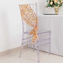 Rose Gold Wave Mesh Chair Sashes With Gold Embroidered Sequins