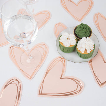 Rose Gold Heart Shaped Party Cocktail Paper Napkins