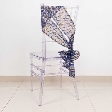 Create a Stunning Atmosphere with Royal Blue Wave Mesh Chair Sashes