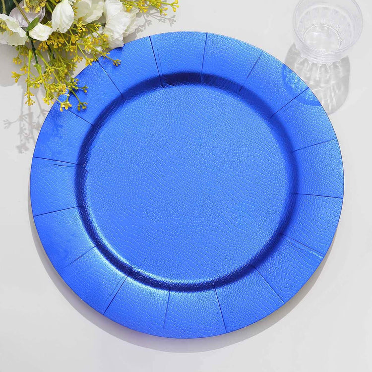 Set Of 10 Royal Blue Leather Textured Charger Plates