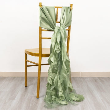 Enhance Your Event with Sage Green Curly Willow Chiffon Satin Chair Sashes