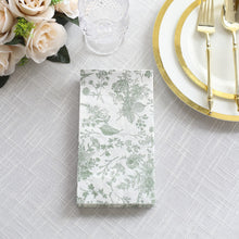 20 Pack Sage Green Floral Toile Print Soft 2-Ply Dinner Paper Napkins, Highly
