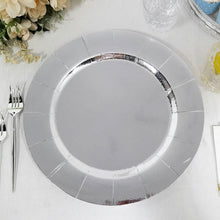 Round Cardboard Serving Tray 13 Inch Silver Leathery Texture